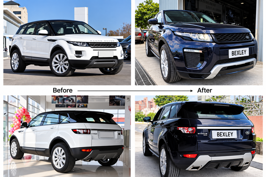 Range Rover Evoque facelift style kit parts, before and after
