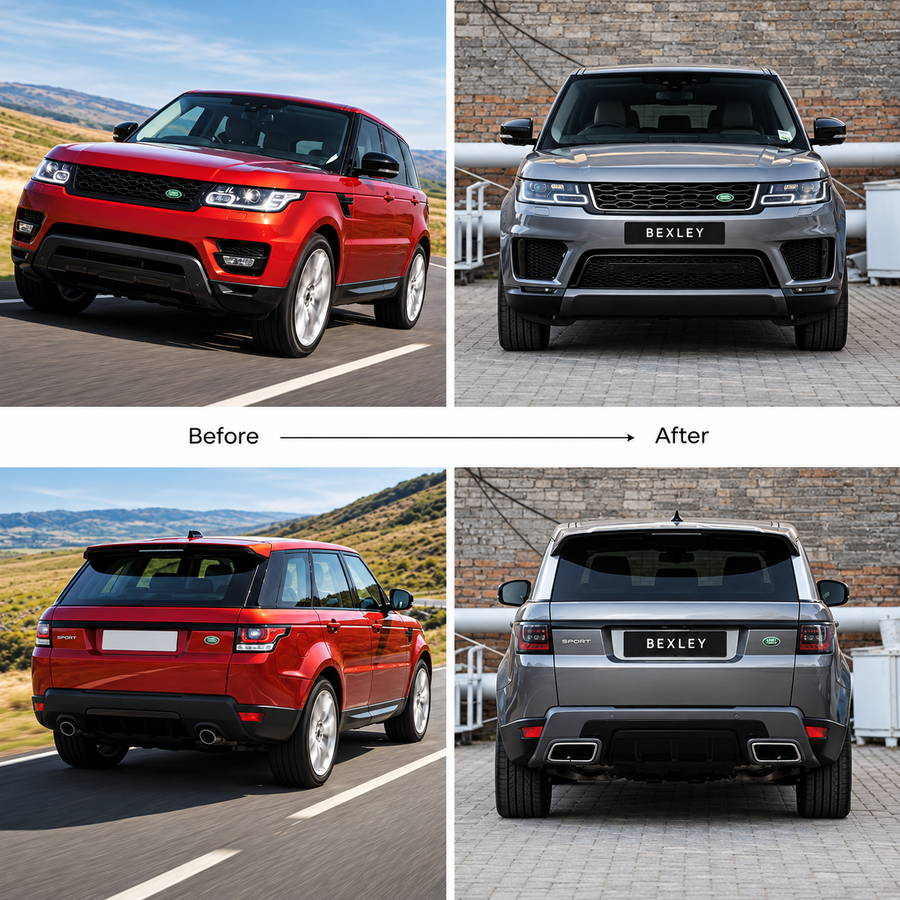 Range Rover Sport OEM style body kit parts, before and after