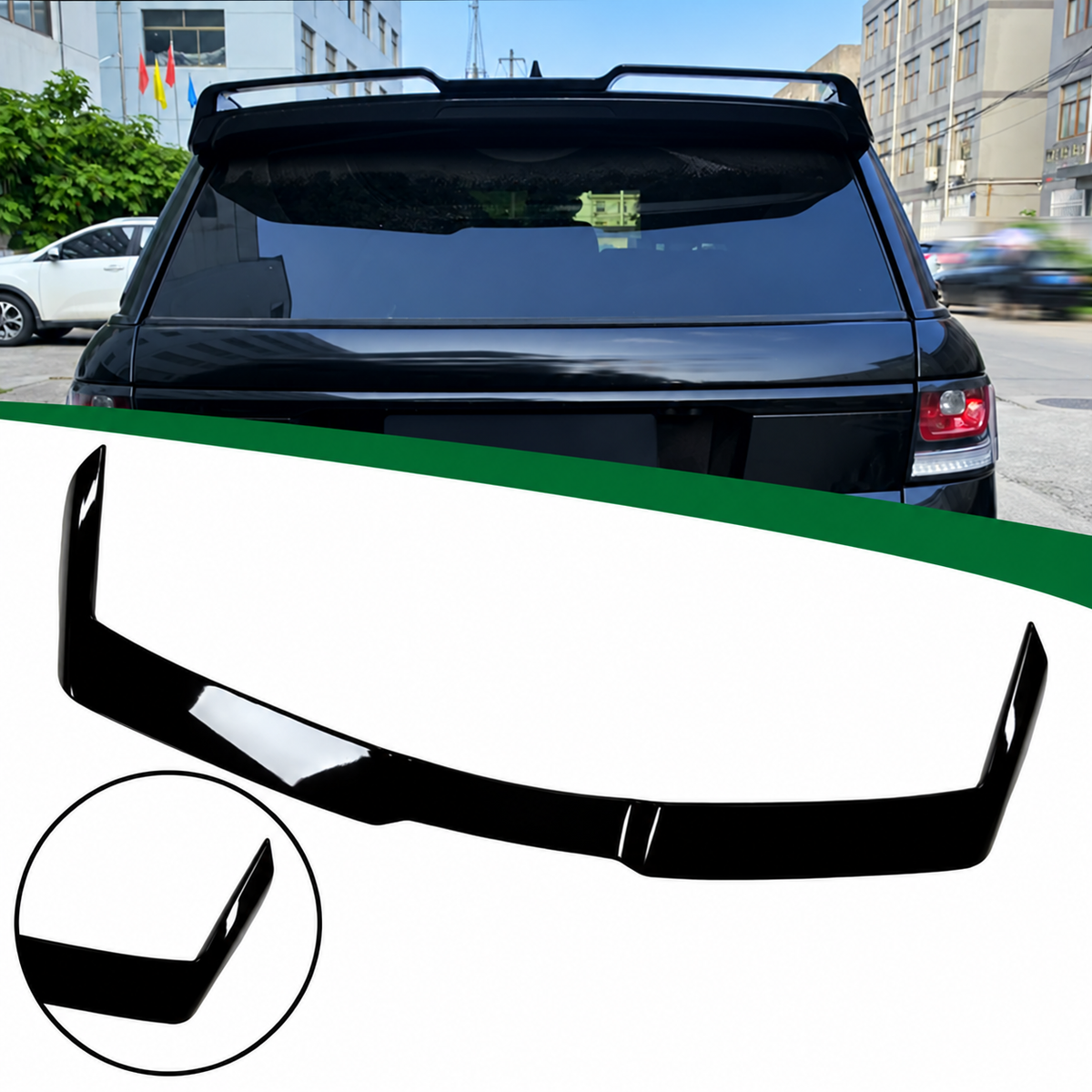 Gloss black rear roof spoiler for the Range Rover Sport L494