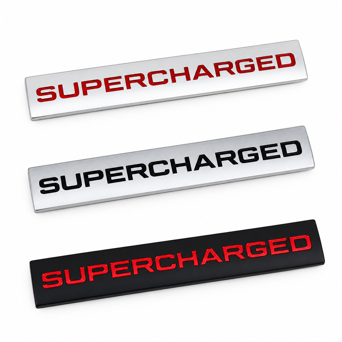 Range Rover Sport Supercharged tailgate badge in three finishes