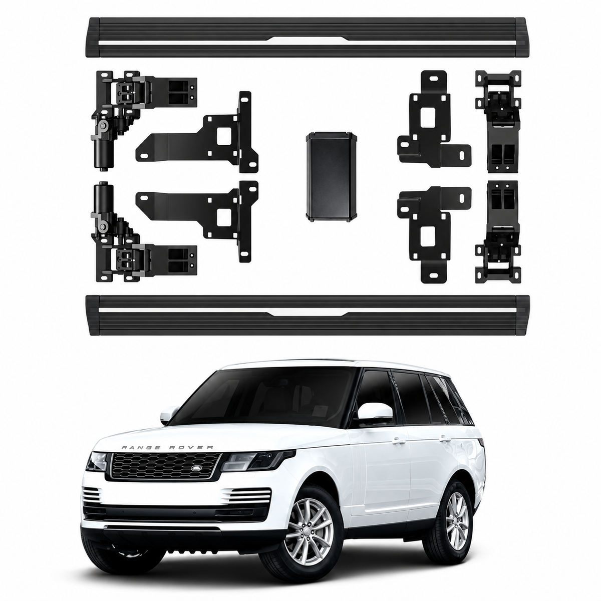 Electric side steps for the Range Rover Vogue L405, with motors, brackets and wiring