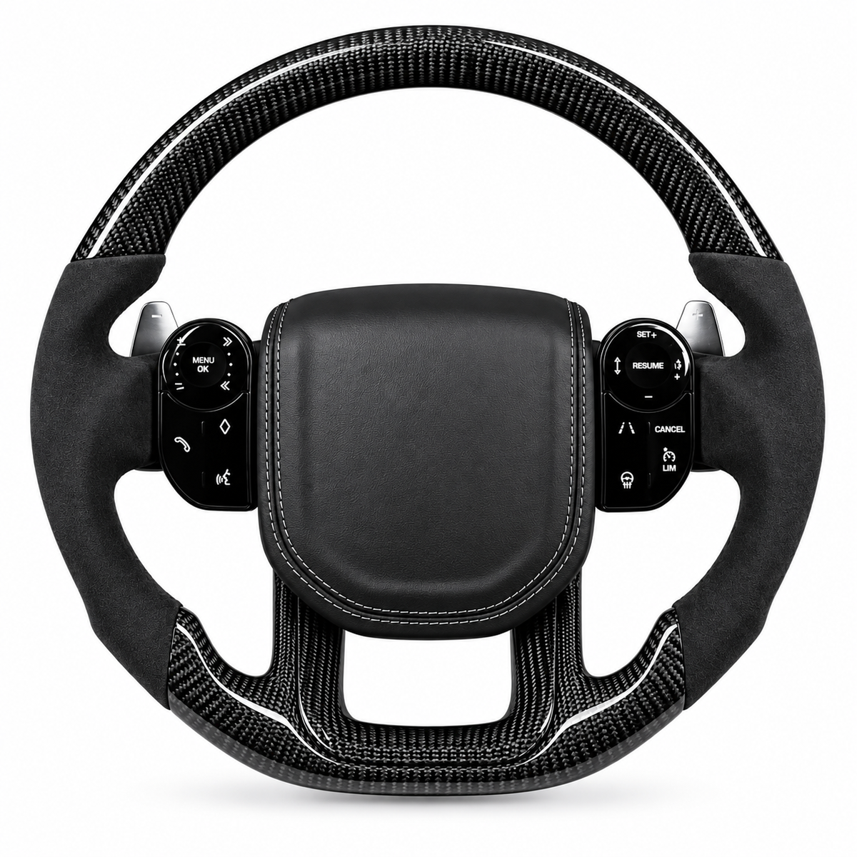 Carbon fibre steering wheel with suede grips for the Range Rover Sport and Vogue